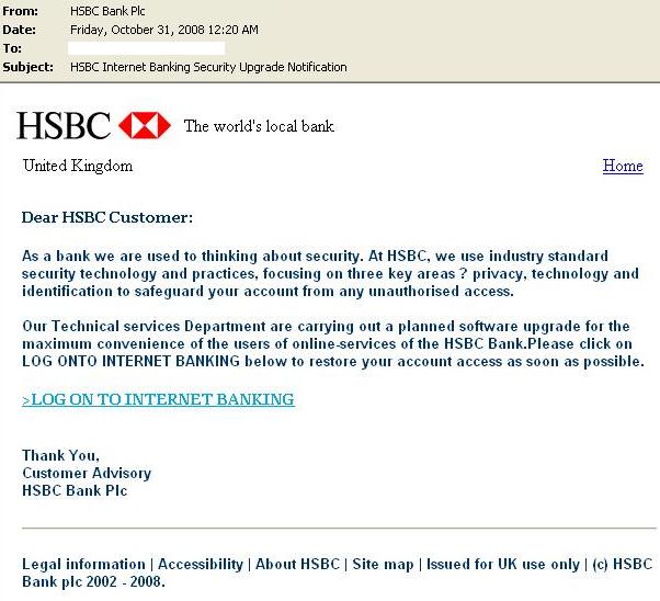 HSBC Phishing email