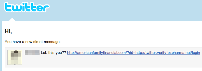 Direct message phishing attempt from a "friend"