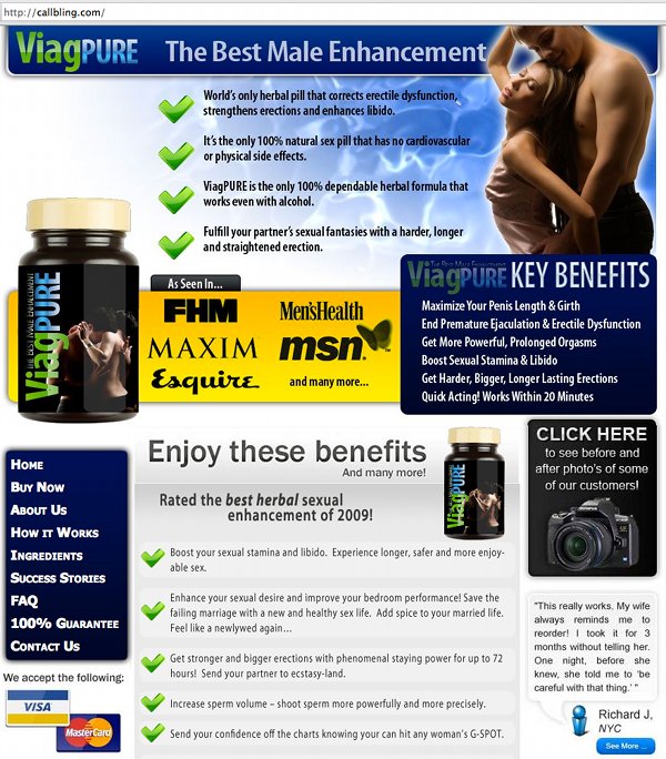 Viagpure spam that originated from Twitter.